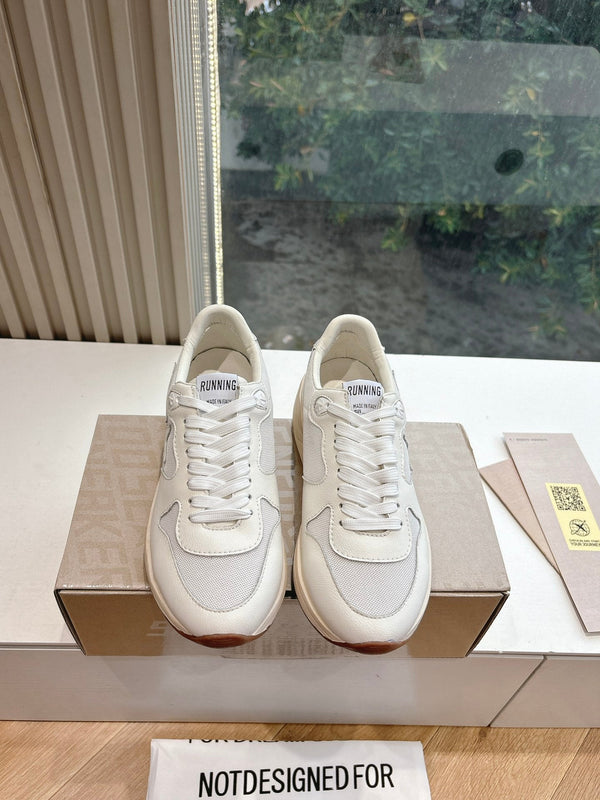 RUNNING SOLE SNEAKERS IN WHITE MESH AND CALFSKIN