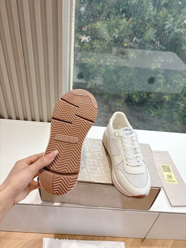 RUNNING SOLE SNEAKERS IN WHITE MESH AND CALFSKIN