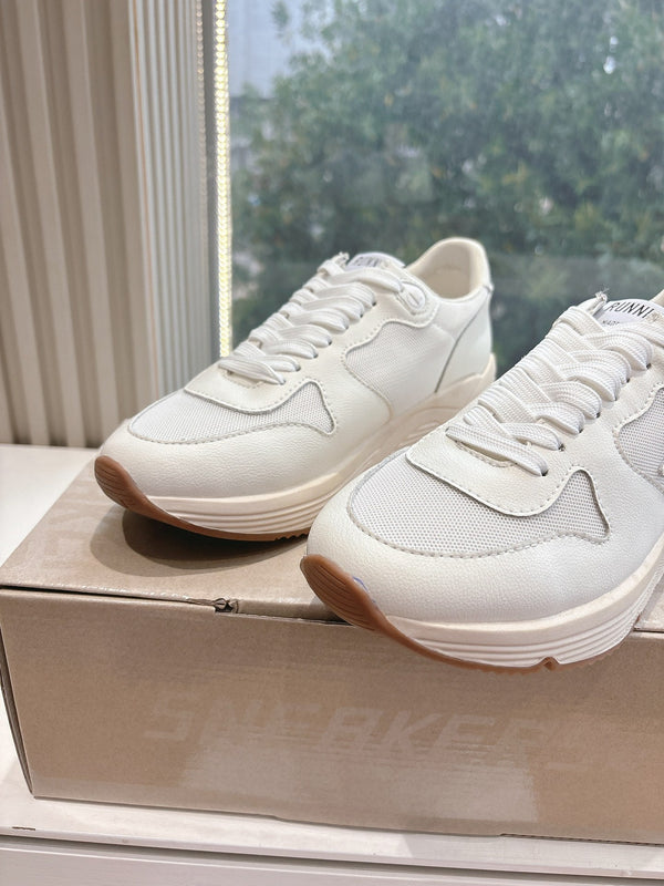 RUNNING SOLE SNEAKERS IN WHITE MESH AND CALFSKIN