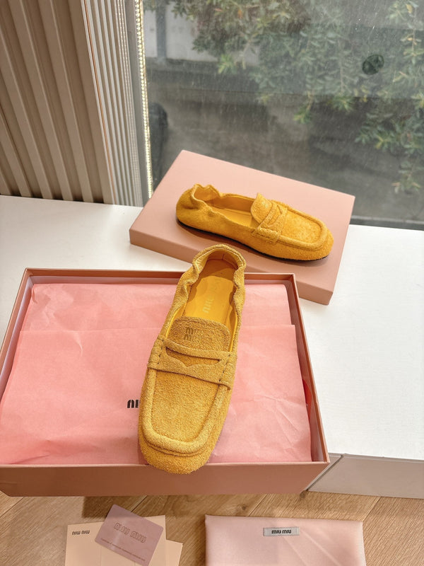 Miu G027 Orange Suede leather Loafer 223899