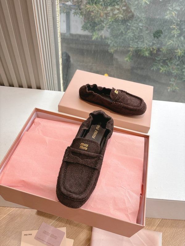 Miu G027 Chocolate Suede leather Loafer 223901