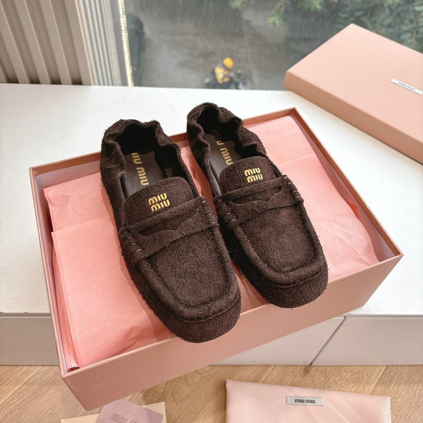 Miu G027 Chocolate Suede leather Loafer 223901