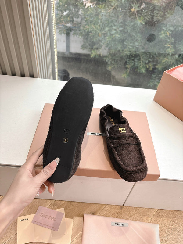 Miu G027 Chocolate Suede leather Loafer 223901