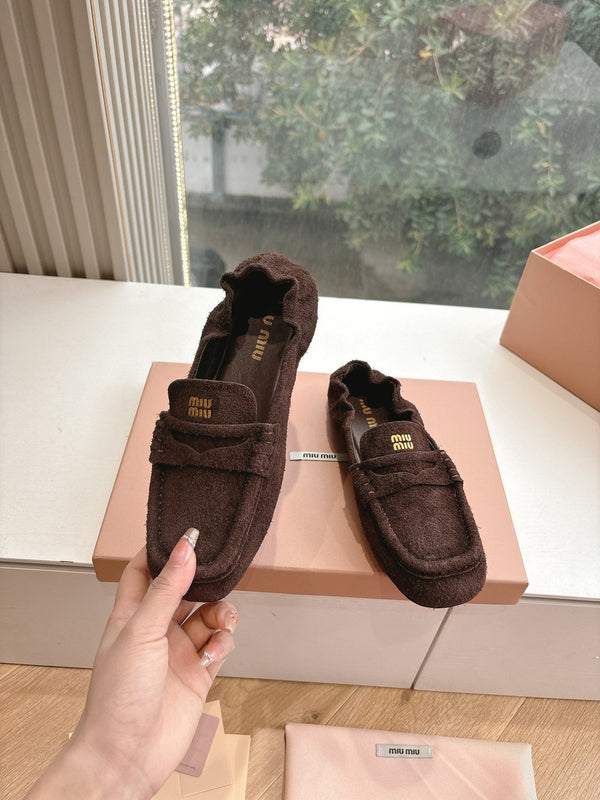 Miu G027 Chocolate Suede leather Loafer 223901