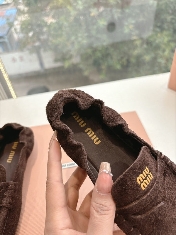 Miu G027 Chocolate Suede leather Loafer 223901