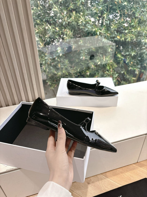 CELINE Ballet Flats Black Patent Leather 285943