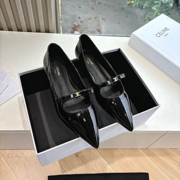 CELINE Ballet Flats Black Patent Leather 285943