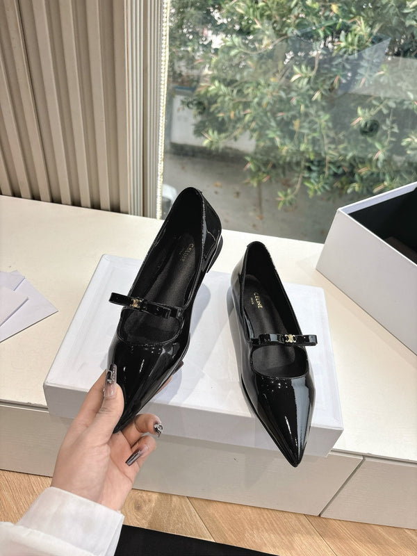 CELINE Ballet Flats Black Patent Leather 285943