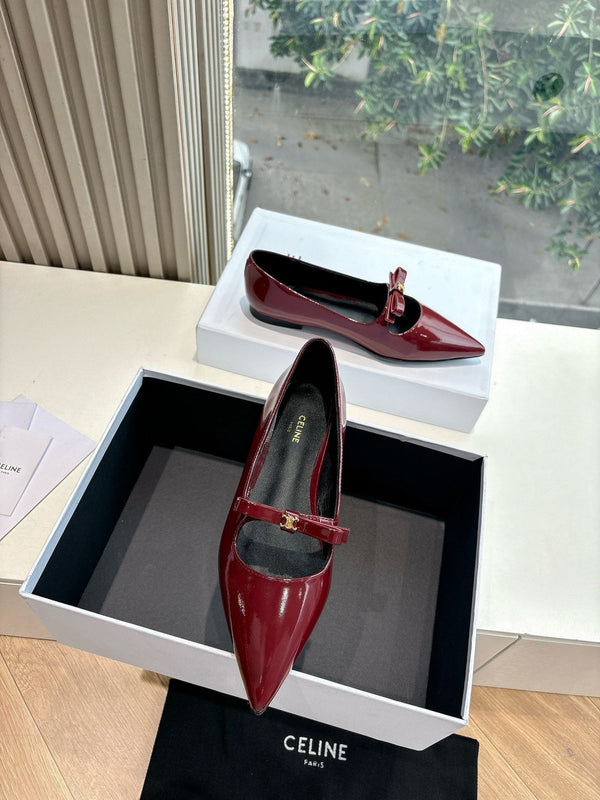 CELINE Ballet Flats Red Patent Leather 285945