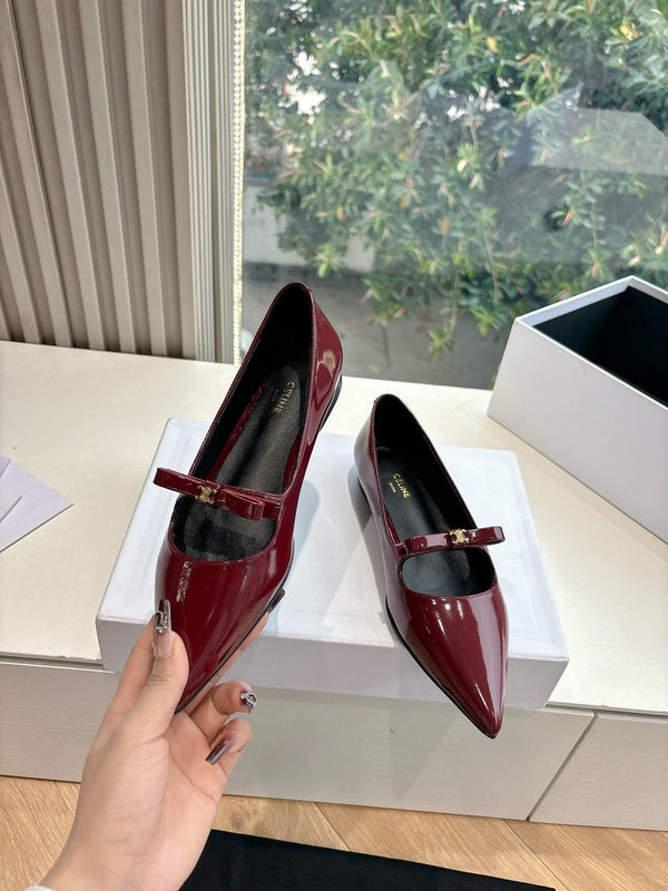 CELINE Ballet Flats Red Patent Leather 285945