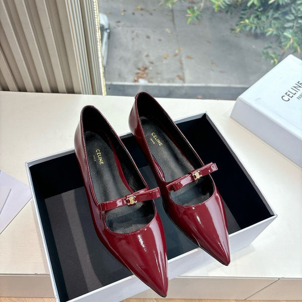 CELINE Ballet Flats Red Patent Leather 285945