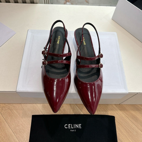 CELINE Slingback Red Patent Leather 285947