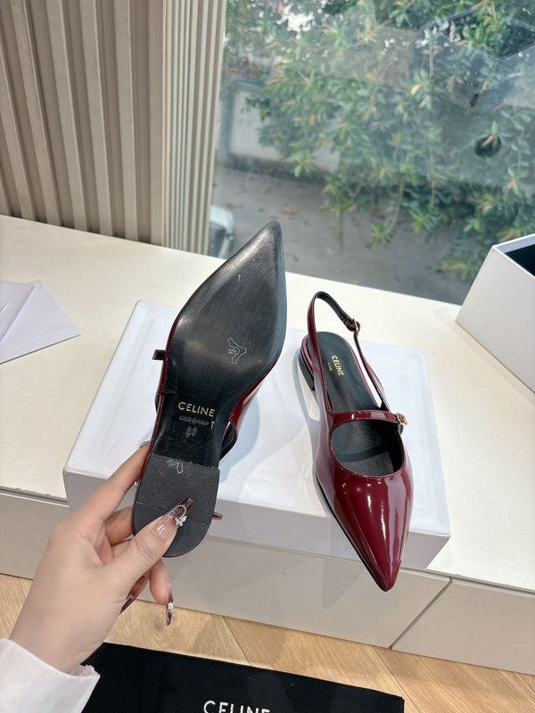 CELINE Slingback Red Patent Leather 285950