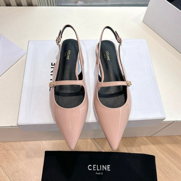CELINE Slingback in pelle verniciata rosa 285951