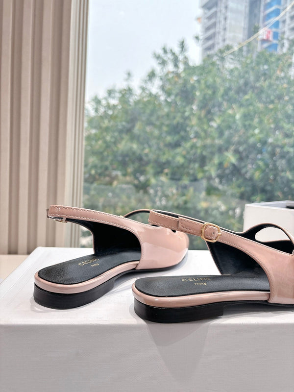 CELINE Slingback in pelle verniciata rosa 285951