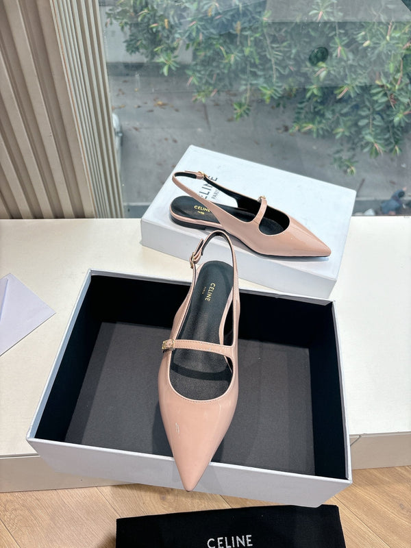 CELINE Slingback in pelle verniciata rosa 285951