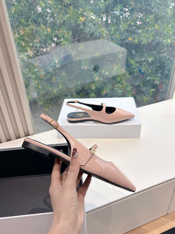 CELINE Slingback in pelle verniciata rosa 285951