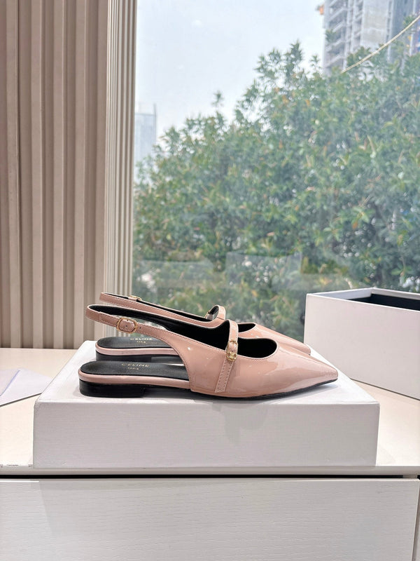 CELINE Slingback in pelle verniciata rosa 285951