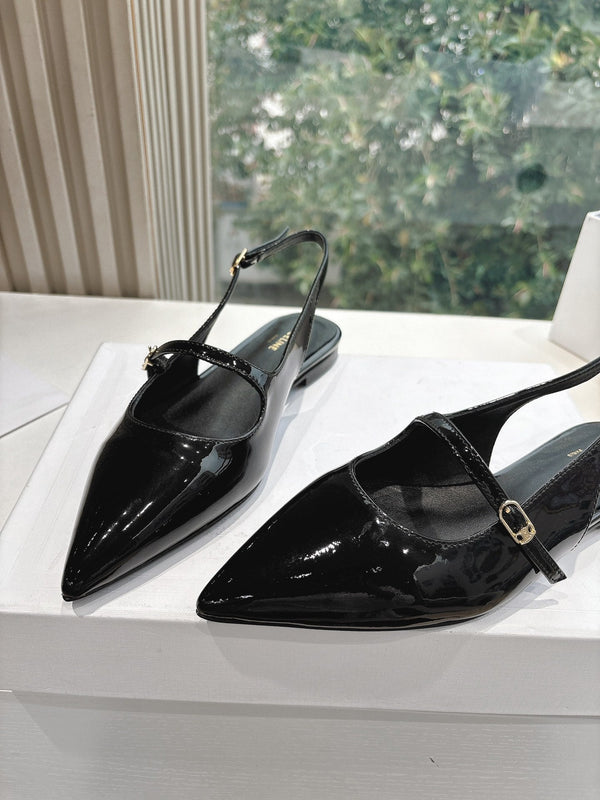 CELINE Slingback in pelle verniciata nera 285952
