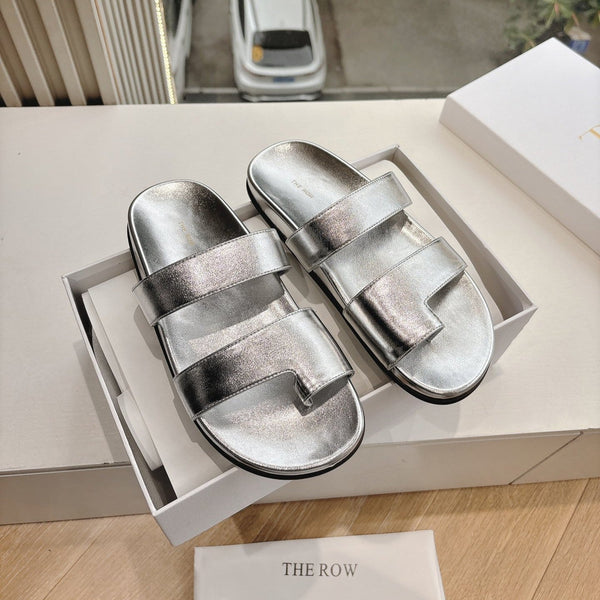 Sandalo Hugh in pelle di vacchetta metallizzata argento 286183