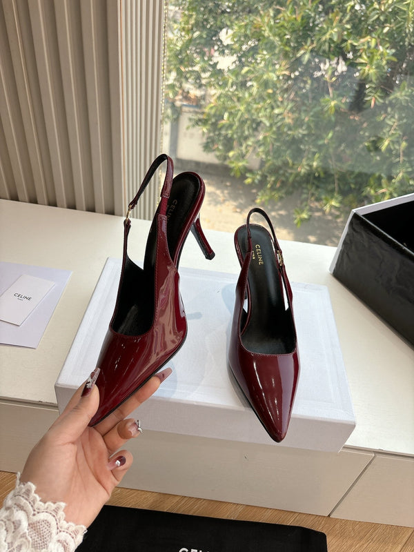 CELINE Slingbacks Red Patent Leather 285939