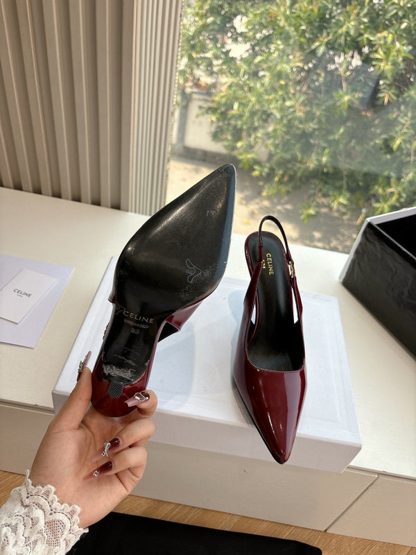 CELINE Slingbacks Red Patent Leather 285939