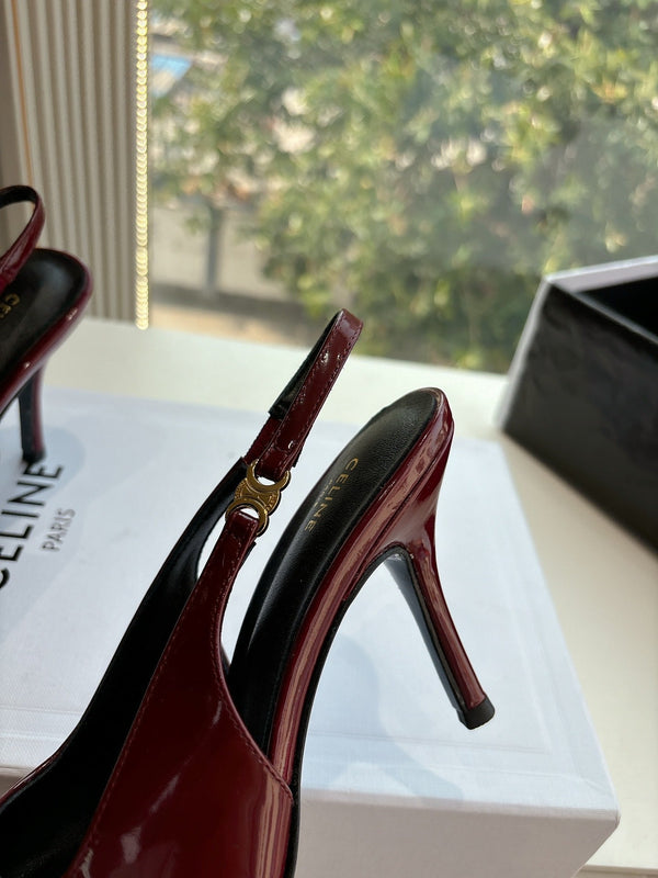 CELINE Slingbacks Red Patent Leather 285939