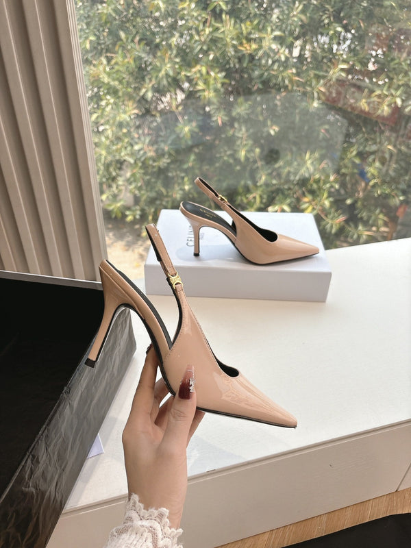 CELINE Slingback in pelle verniciata rosa 285941