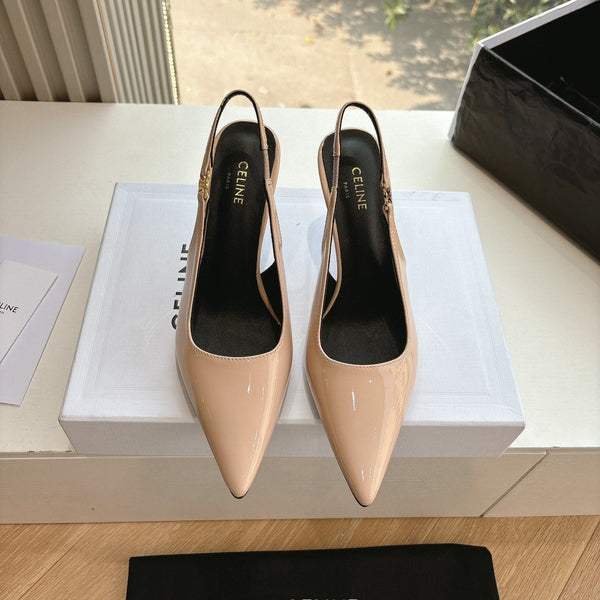 CELINE Slingback in pelle verniciata rosa 285941