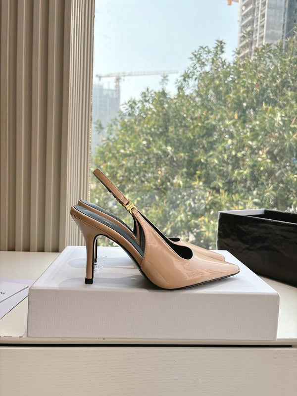 CELINE Slingback in pelle verniciata rosa 285941