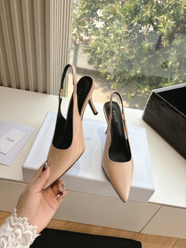 CELINE Slingback in pelle verniciata rosa 285941