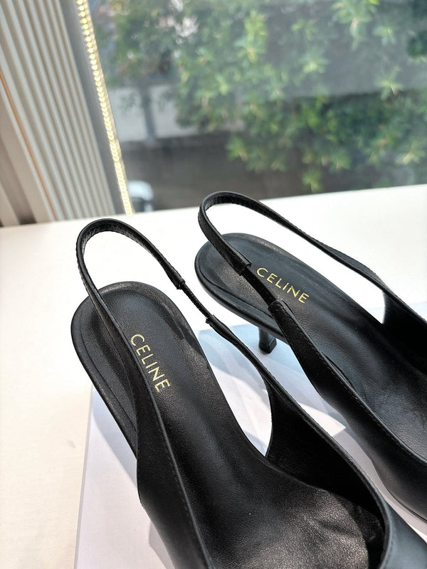 CELINE Slingback Leopard Black Leather 285983