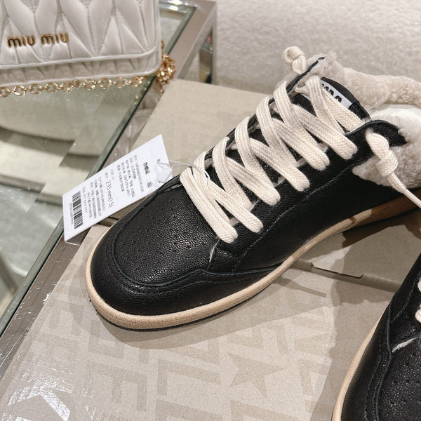 SUPER-STAR SABOTS IN BLACK SHINY CALFSKIN SILVER STAR