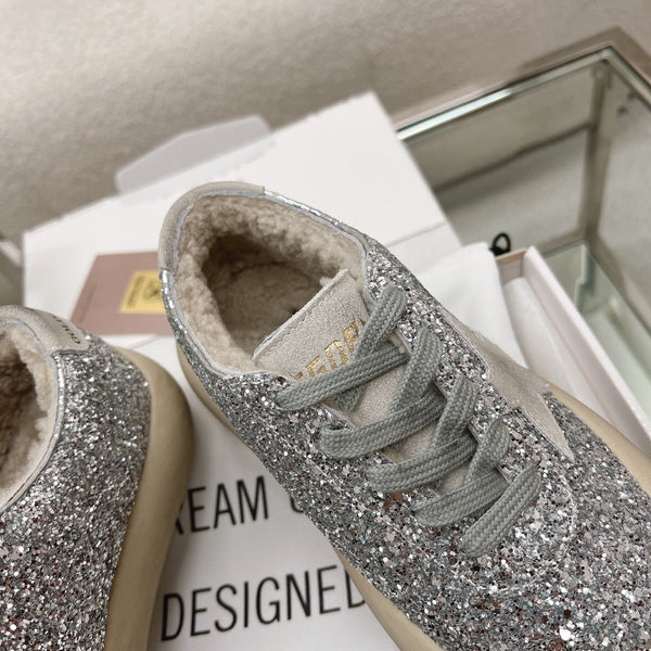 SPACE-STAR CUBE SNEAKERS IN SILVER GLITTER WITH GREY STAR
