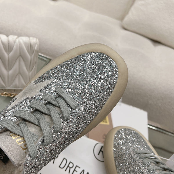 SPACE-STAR CUBE SNEAKERS IN SILVER GLITTER WITH GREY STAR