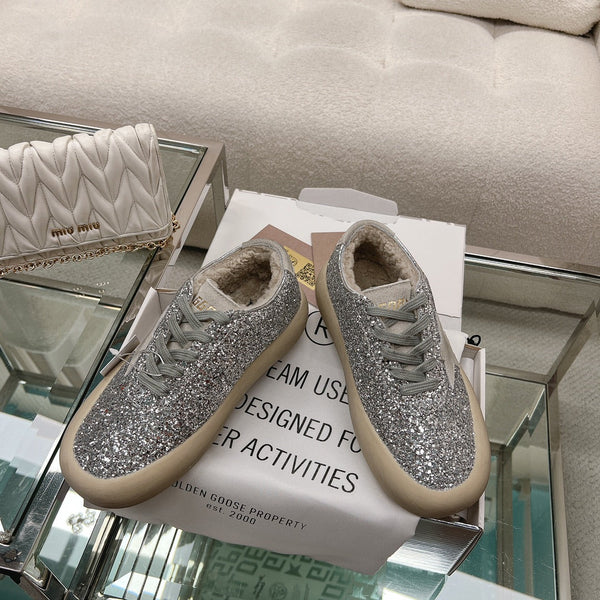 SPACE-STAR CUBE SNEAKERS IN SILVER GLITTER WITH GREY STAR