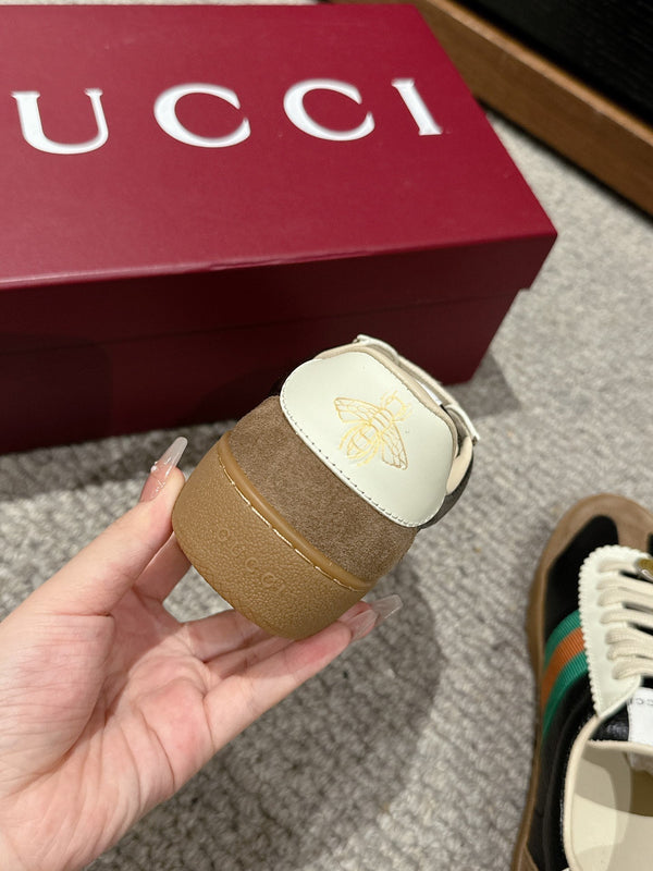 GG & ADIDAS SNEAKER BLACK AND BROWN CALFSKIN