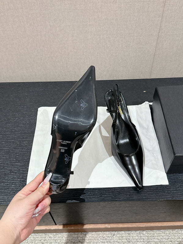 SL CHERISH SLINGBACK 75 NERO IN PELLE DI VITELLO