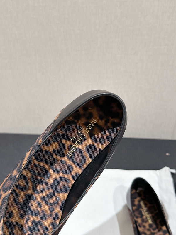 SL NOUR LEOPARD POINTED TOE BALLET AMBER CANVAS