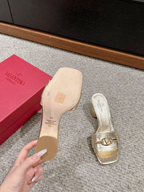 SANDALO SLIDE VLOGO SIGNATURE 60MM IN PELLE DI VITELLO ORO