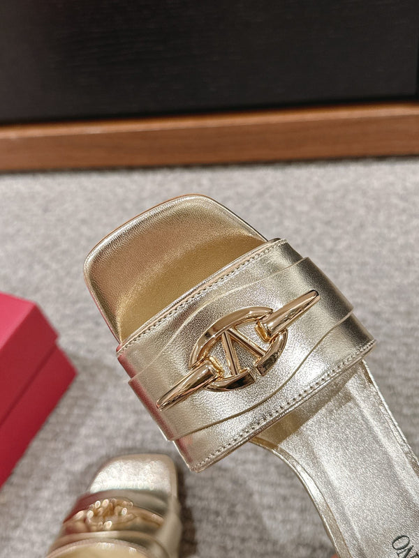 SANDALO SLIDE VLOGO SIGNATURE 60MM IN PELLE DI VITELLO ORO