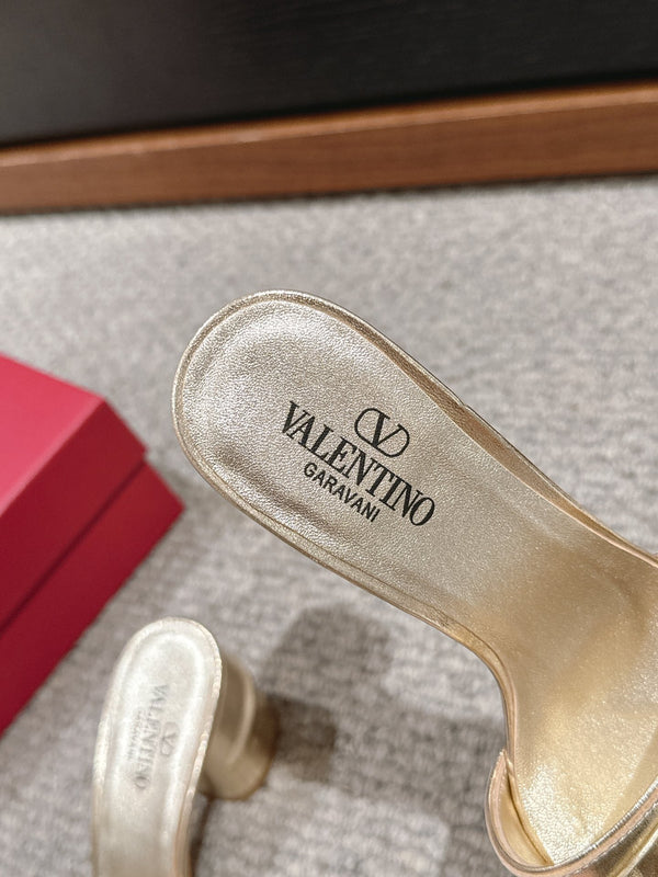 SANDALO SLIDE VLOGO SIGNATURE 60MM IN PELLE DI VITELLO ORO