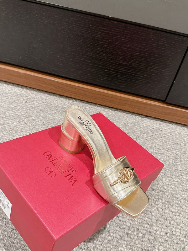 SANDALO SLIDE VLOGO SIGNATURE 60MM IN PELLE DI VITELLO ORO