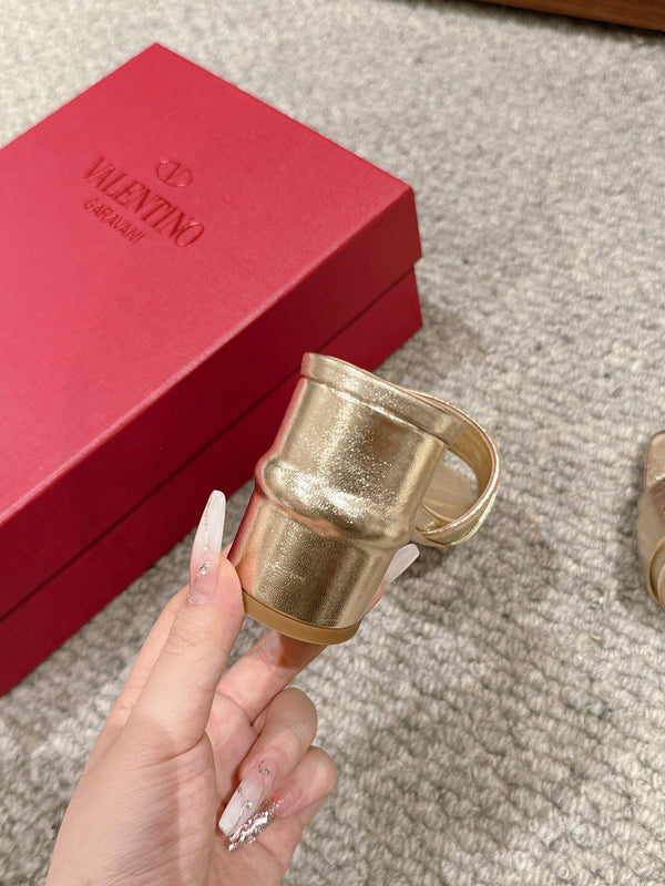 SANDALO SLIDE VLOGO SIGNATURE 60MM IN PELLE DI VITELLO ORO