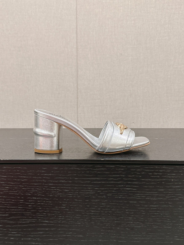 SANDALO SLIDE VLOGO SIGNATURE 60MM IN PELLE DI VITELLO ARGENTO