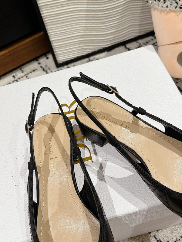 CD Ballet Slingback Pump 30mm In Black Quilted Calfskin 997043