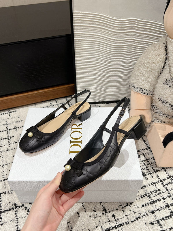 CD Ballet Slingback Pump 30mm In Black Quilted Calfskin 997043