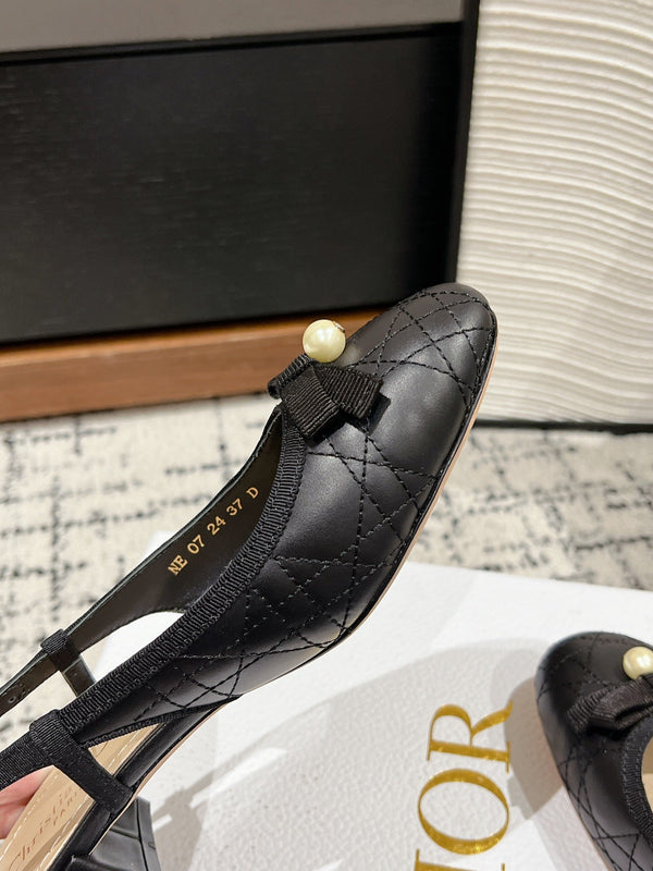 CD Ballet Slingback Pump 30mm In Black Quilted Calfskin 997043