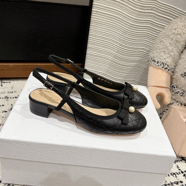 CD Ballet Slingback Pump 30mm In Black Quilted Calfskin 997043