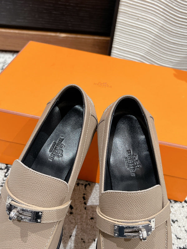 HM Destin Loafer In Grey Beige Calfskin 118779